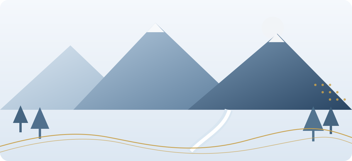 Stylized mountain landscape inspired by western Colorado, representing clarity, perspective, and dependable support.